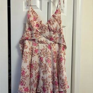 Crystal Doll Pink and Cream Floral dress